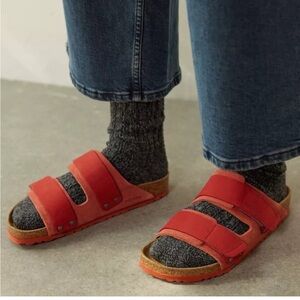 New Free People Birkenstock Uji Nubuck-Suede Leather Sienna Red Sz 39 Narrow